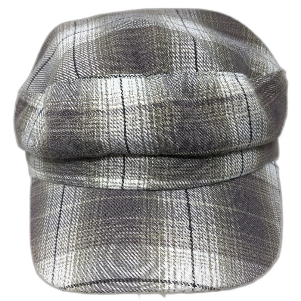 Pugs Gear Army Cap Gray White Black One Size Plaid Pattern Elastic Back Hat